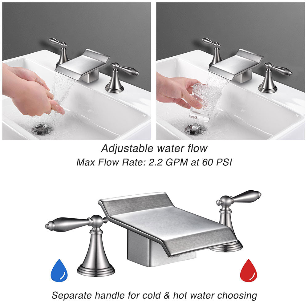 Yescom 2-handle Widespread Bathtub Faucet Brushed Nickel Image