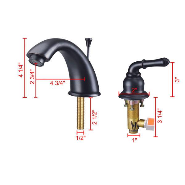 Yescom 2-handle 8" Widespread Bathroom Faucet w/ Pop-up Drain Image