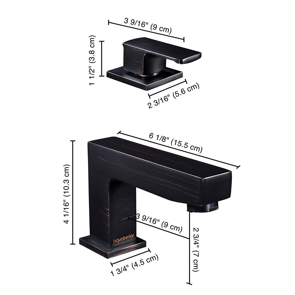 Yescom Widespread Faucet 3-Hole 2-Handle Cold Hot 4"H, Oil Rubbed Bronze Image