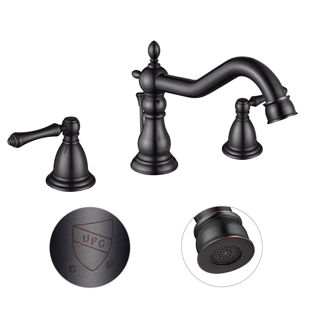 Yescom Widespread Faucet w/ Drain 3-Hole 2-Handle Cold Hot 6"H, Oil Rubbed Bronze Image