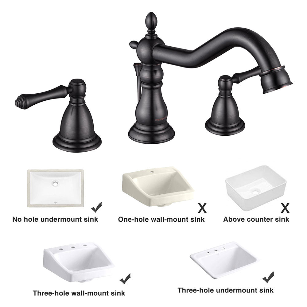 Yescom Widespread Faucet w/ Drain 3-Hole 2-Handle Cold Hot 6"H Image