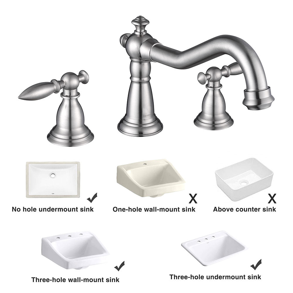Yescom Widespread Faucet 3-Hole 2-Handle Cold Hot 6"H Image