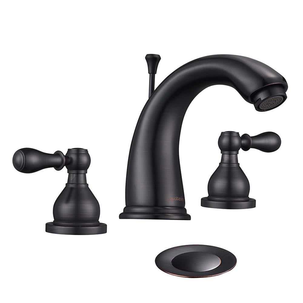 Yescom Widespread Faucet w/ Drain 3-Hole 2-Handle Cold Hot 4.7"H, Oil Rubbed Bronze Image