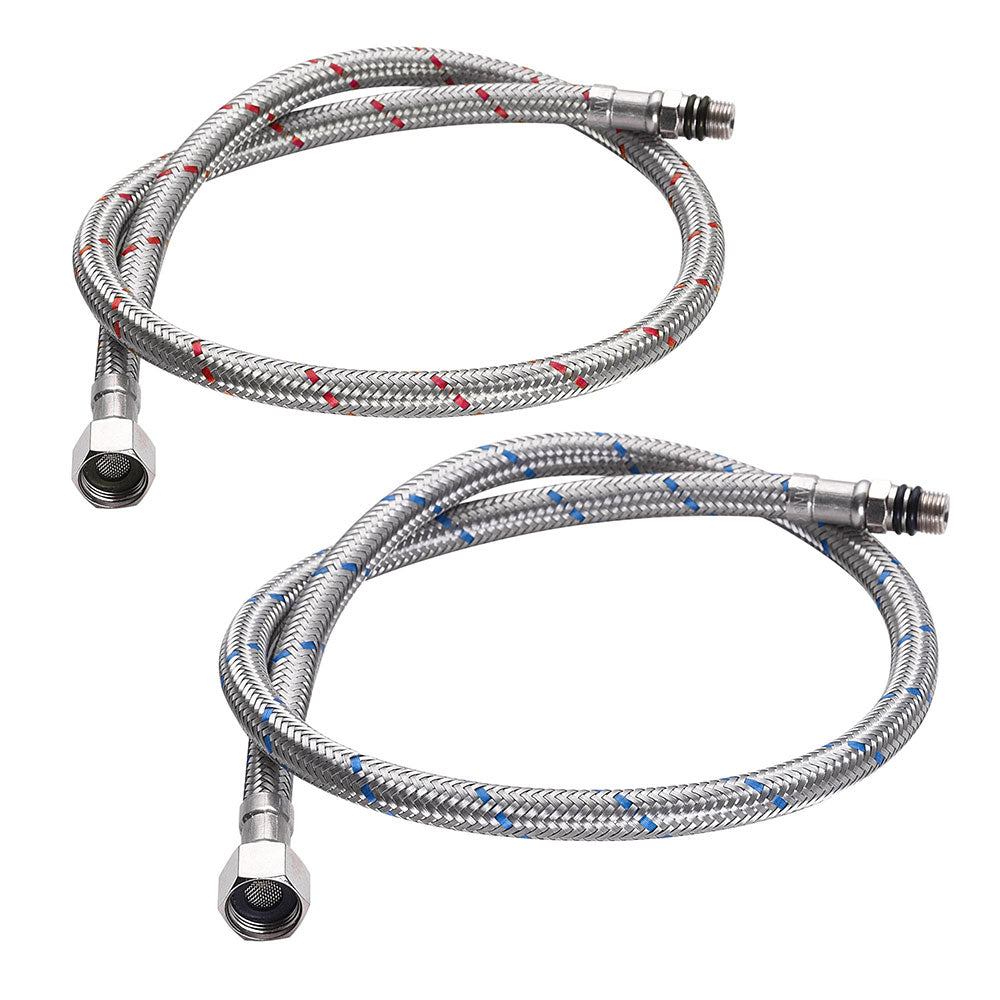 Yescom Bathroom Faucet Hoses Hot & Cold 28 inch 3/8"xM10 Image