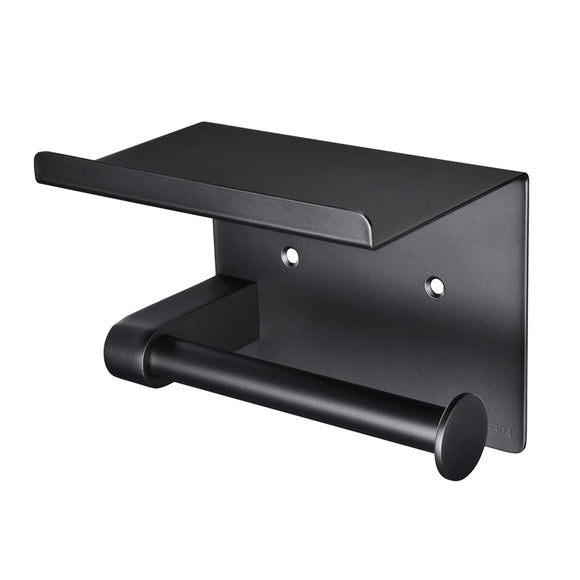 Yescom Toilet Roll Holder with Shelf Wall-mounted Stainless Matte Black Image
