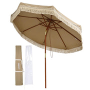 bohemian patio umbrella LAGarden 9 ft Boho Umbrella with Fringe for Market Patio 8-Rib Tilt