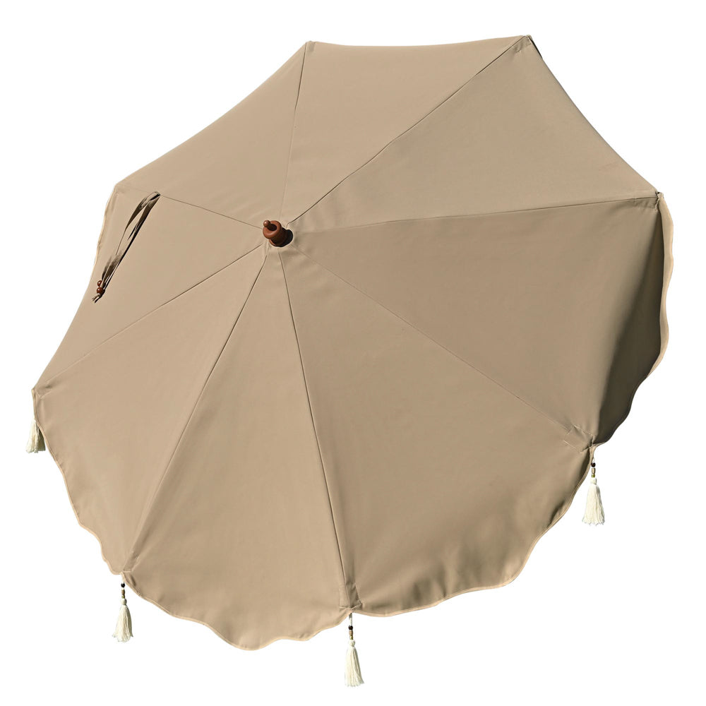 Yescom Boho Fringe Umbrella Replacement Canopy 7ft 8-Rib, Khaki+Tassel Image