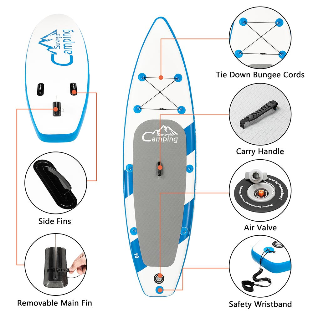 Yescom Paddle Board Inflatable Sup Fish Surfboard 10'x32"x6" Image
