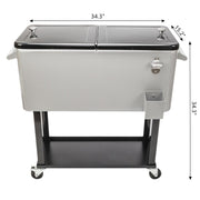 Yescom 80QT Beverage Cooler Cart on Wheels Drinks Storage Image