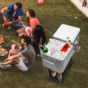 Yescom 80QT Beverage Cooler Cart on Wheels Drinks Storage Image