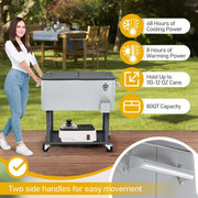 Yescom 80QT Beverage Cooler Cart on Wheels Drinks Storage Image