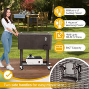 Yescom 80QT Wicker Cooler Cart Beverage Cart on Wheels Image
