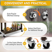 Yescom 80QT Wicker Cooler Cart Beverage Cart on Wheels Image