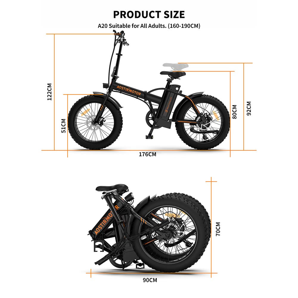 Yescom 20 Inch Folding Electric Bike Fat Tire E-bike 36V 500W Image