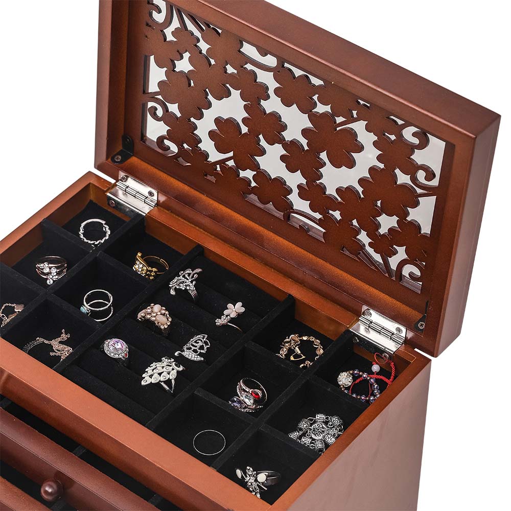 Yescom Jewelry Box Organizer 6-Tier 5-Drawer MDF Wood Image