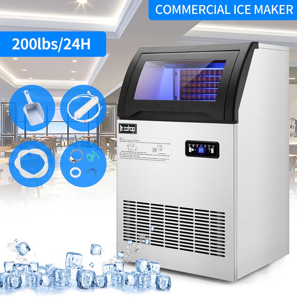 Yescom Ice Cube Maker 200lbs/24h Self-sterilizing