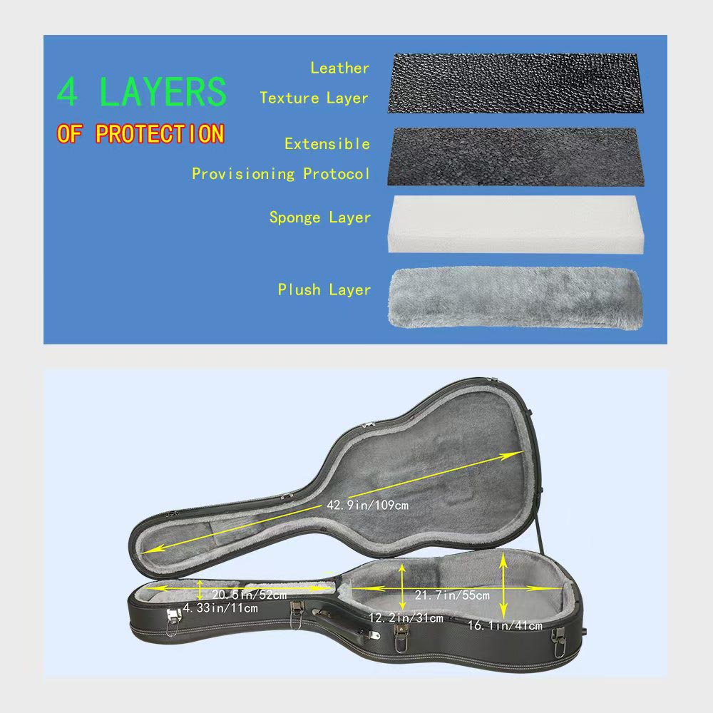 Yescom 40"-41" Hard Shell Acoustic Guitar Case for Air Travel Image