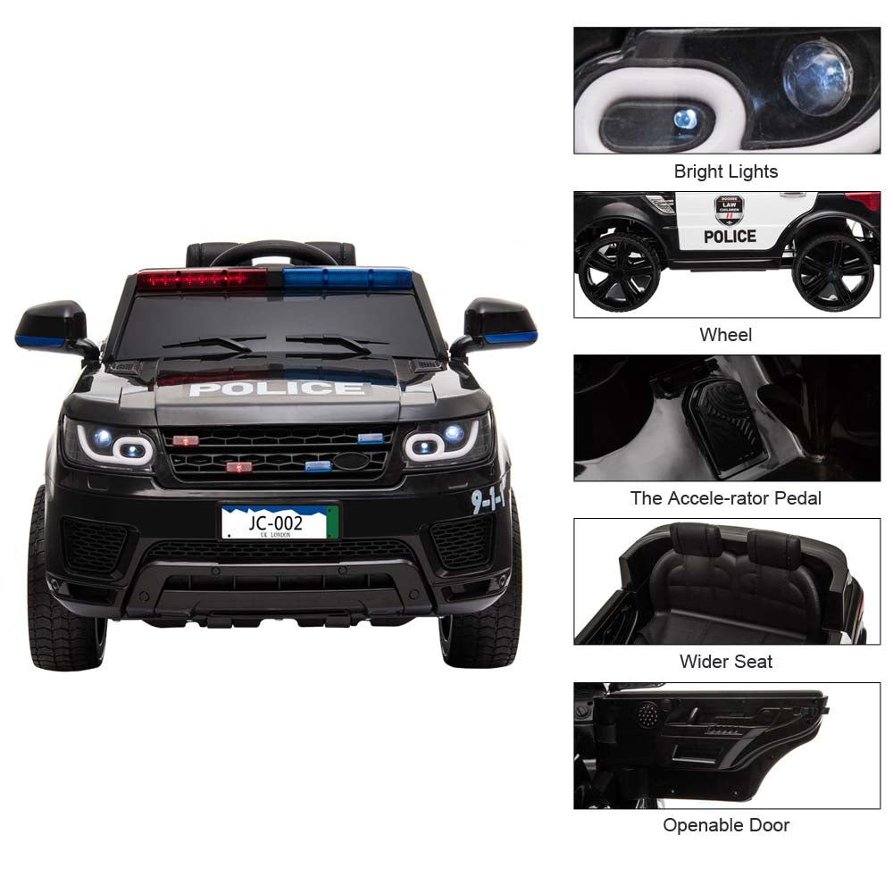 Yescom 12V Ride On Police Car Remote Control Headlights & MP3 Image