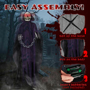 Yescom 6ft Animated Grim Reaper with Chain, Sound-Activated Halloween Prop Image