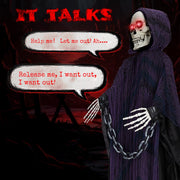 Yescom 6ft Animated Grim Reaper with Chain, Sound-Activated Halloween Prop Image