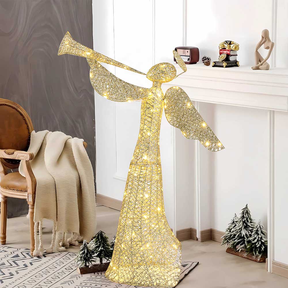 Yescom 4ft Pre-Lit Outdoor Christmas Angel with Trumpet
