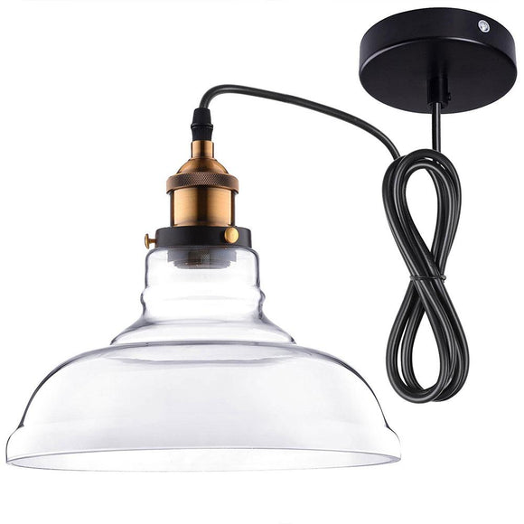 Yescom Pendant Light Glass Shade 11in Industrial Lighting Clear Image