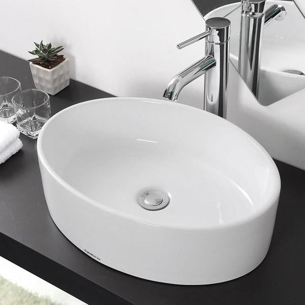 Yescom 19" Oval Bathroom Porcelain Sink w/ Drain Image