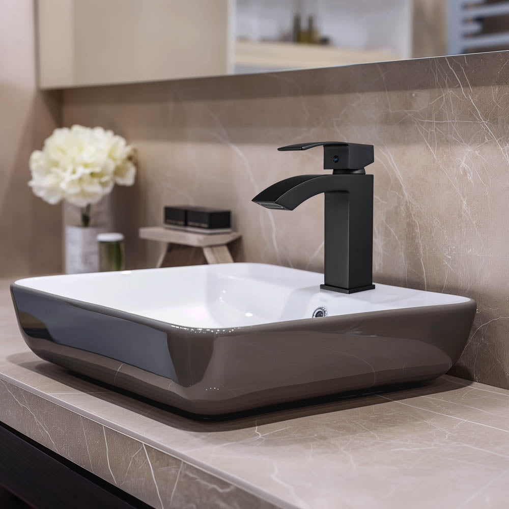 Yescom Single Handle Bathroom Faucet Square Cold Hot Image