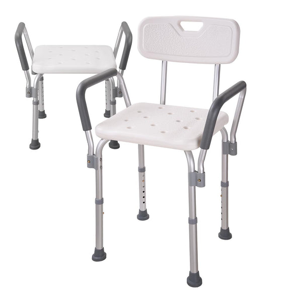 Yescom Shower Stool Bath Chair w/ Armrest & Back 220 LBS Capacity Image