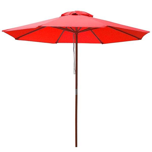 Yescom 9ft Patio Wood Market Umbrella Multiple Colors, Red Image