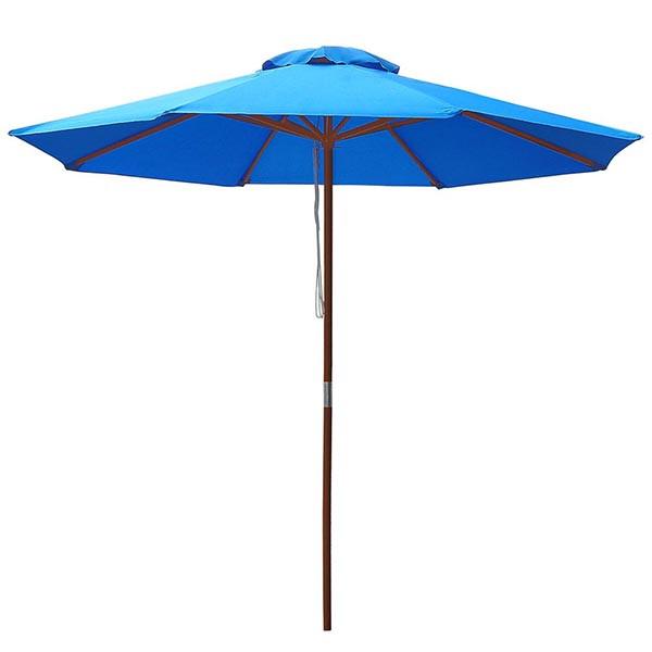 Yescom 9ft Patio Wood Market Umbrella Multiple Colors, Blue Image