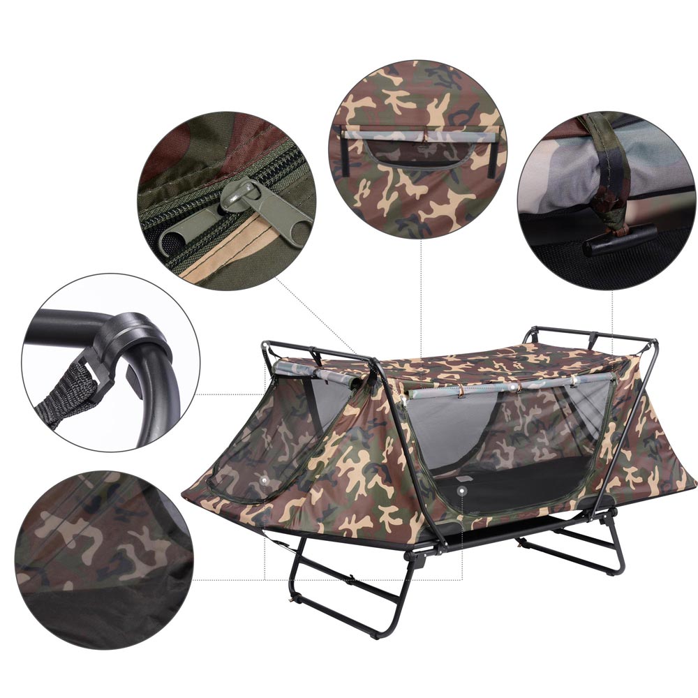 Yescom Tent Cot Camp Bed Tent Folding Off Ground Rain Fly Camouflage