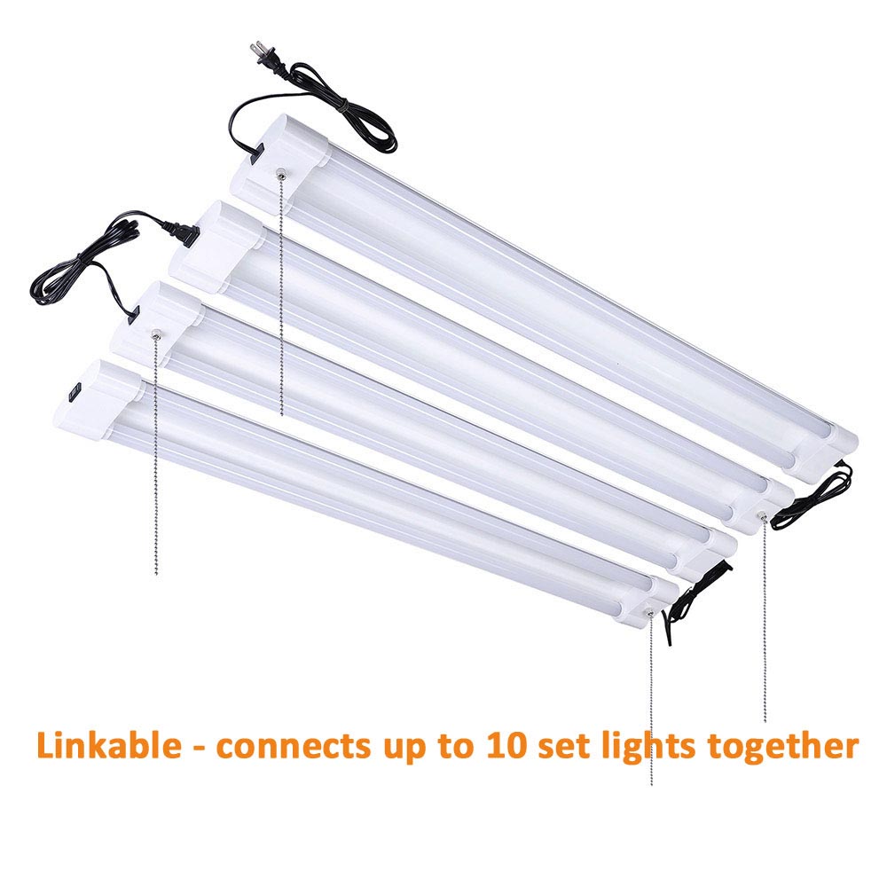 Yescom 4ft 40w LED Shop Light Fixture 2-Lamp Linkable 4-Pack Warm White