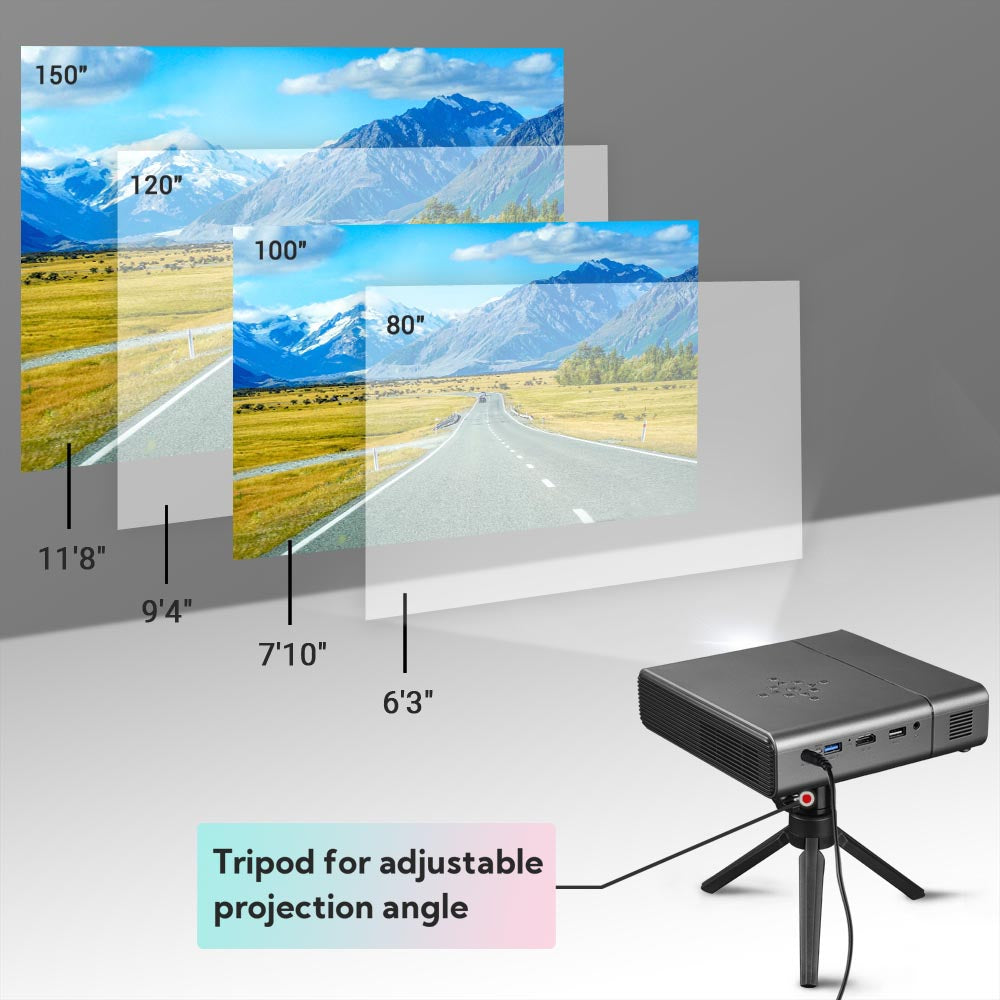 InstaHibit DLP WIFI 300lm Pocket Portable Projector w/ Remote Tripod