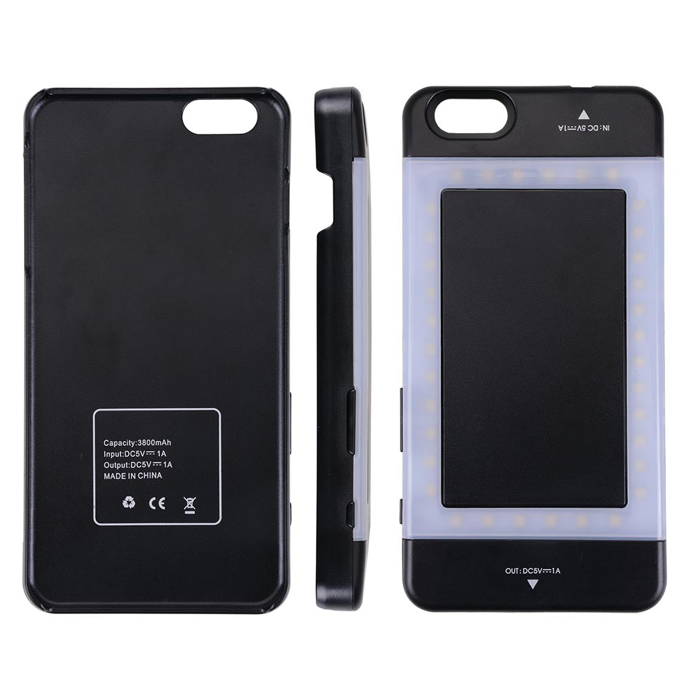 Yescom iPhone 6/6s Plus Battery Extender Case w/ LED & Charger Black
