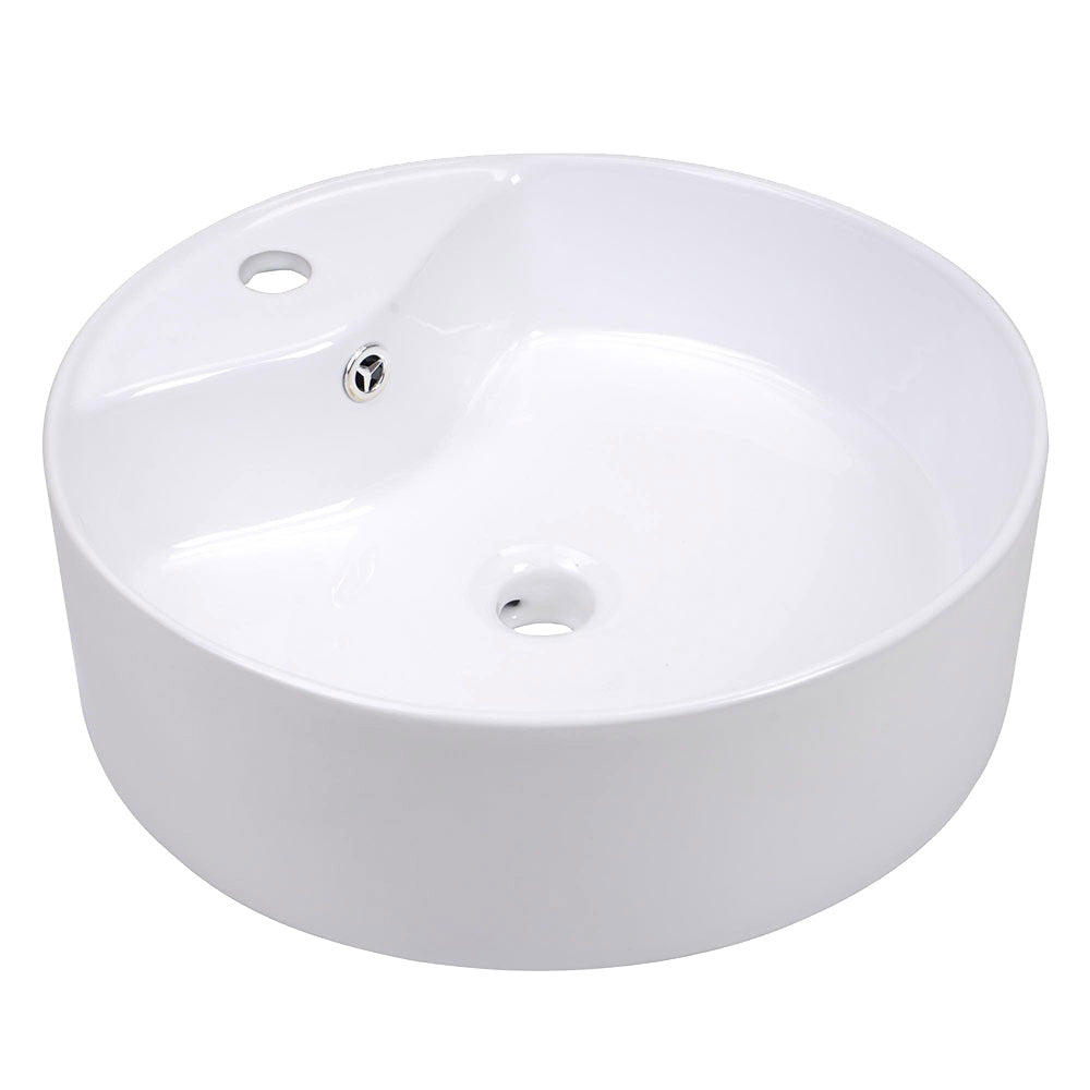 Aquaterior 18-1/4" Round Porcelain Bathroom Sink Overflow w/ Drain